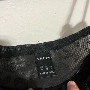 SHEIN Black Sheer Lace Blouse